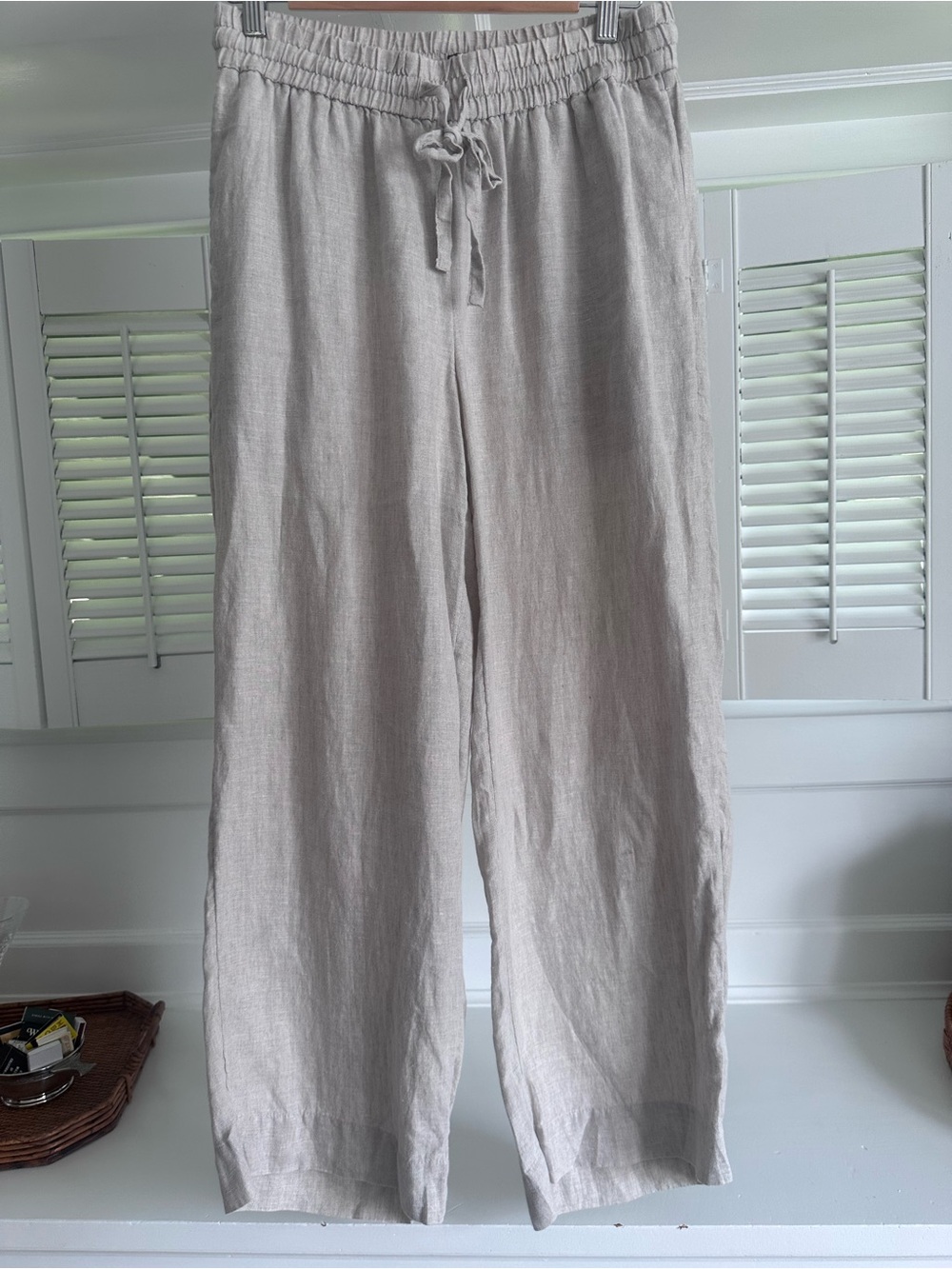 Jcrew Womens Elastic Waist  Linen Pants - Light Beige
Size small